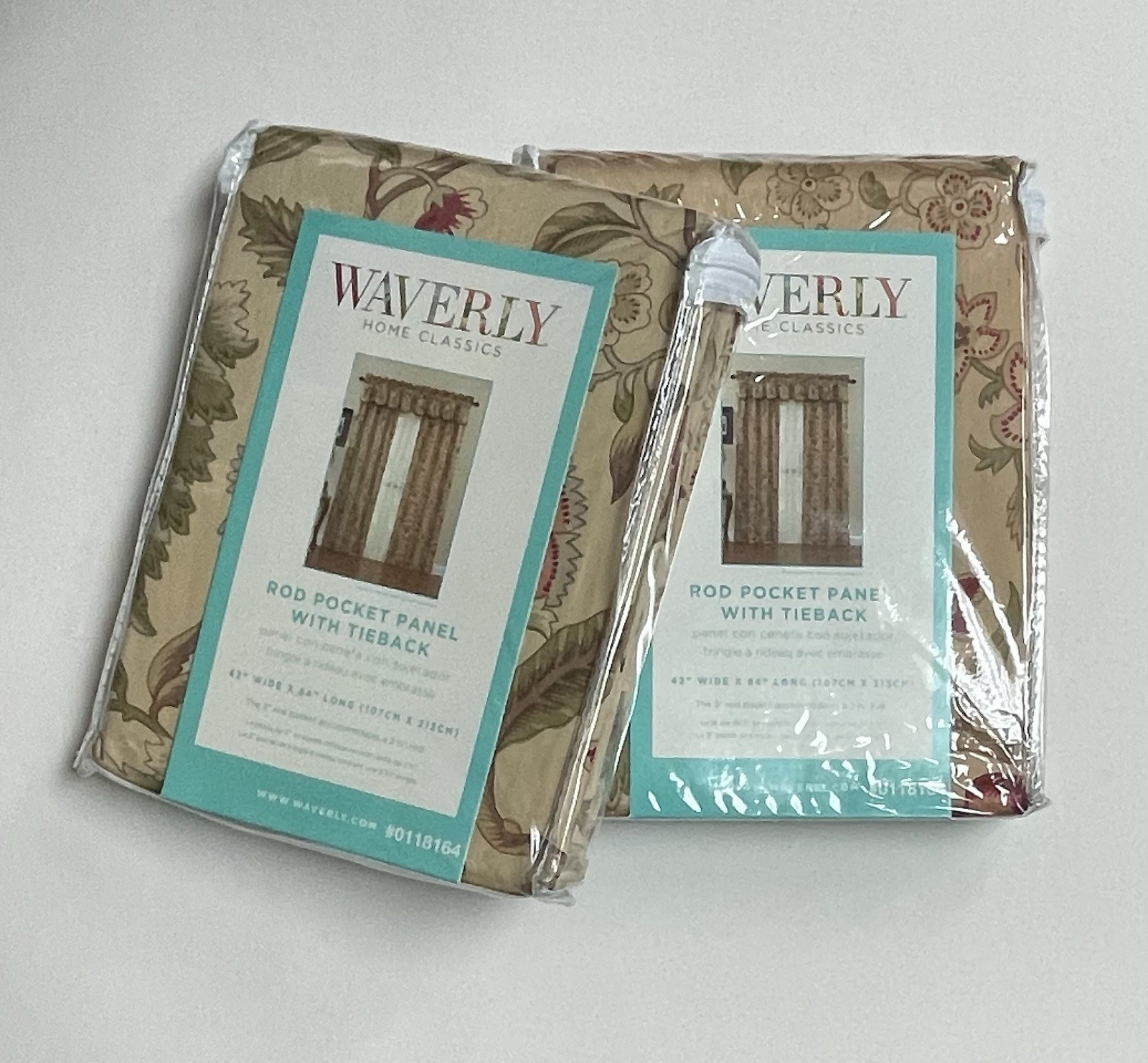2 Waverly Imperial Dress Window Panels Tie Back Antique Floral Curtains 42”x84”