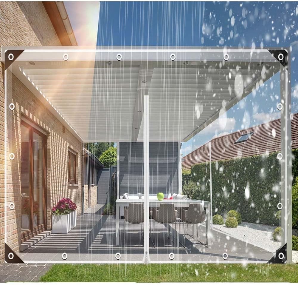 Clear Tarp Patio Enclosure Waterproof PVC Curtains Gazebos W/ Double Zip