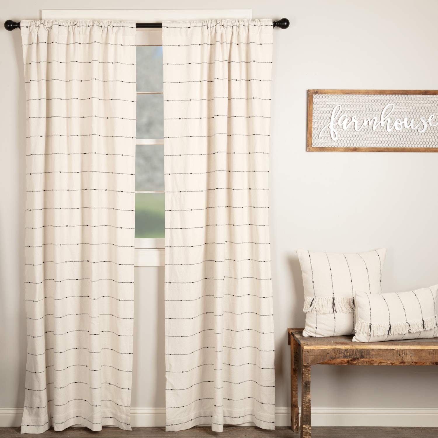 Piper Classics Farmcloth Stripe Panel Curtains Set Of 2 96 Long Urban Rustic