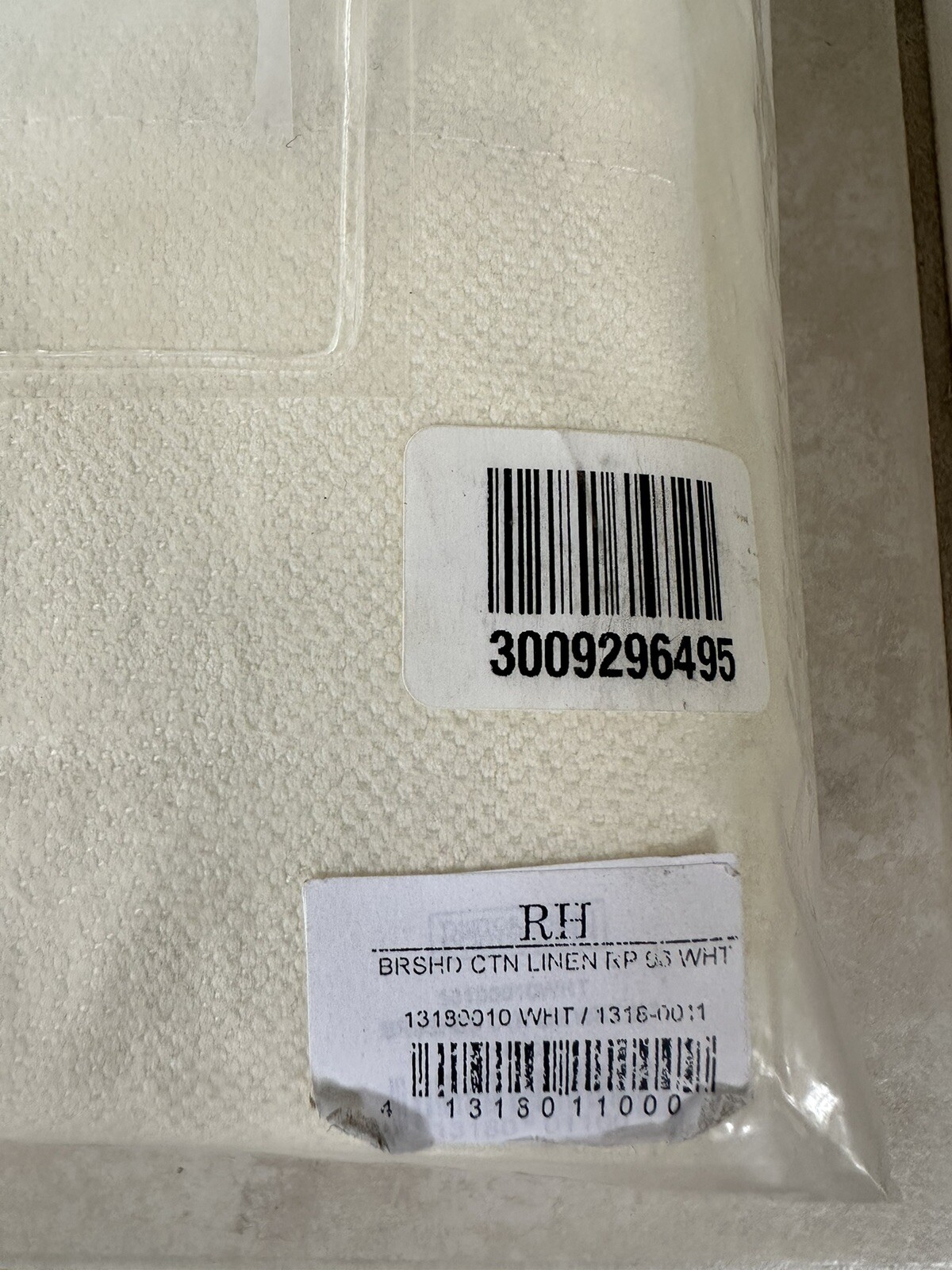 ONE Restoration Hardware Brushed Linen Cotton Curtain Warm White 50X96in