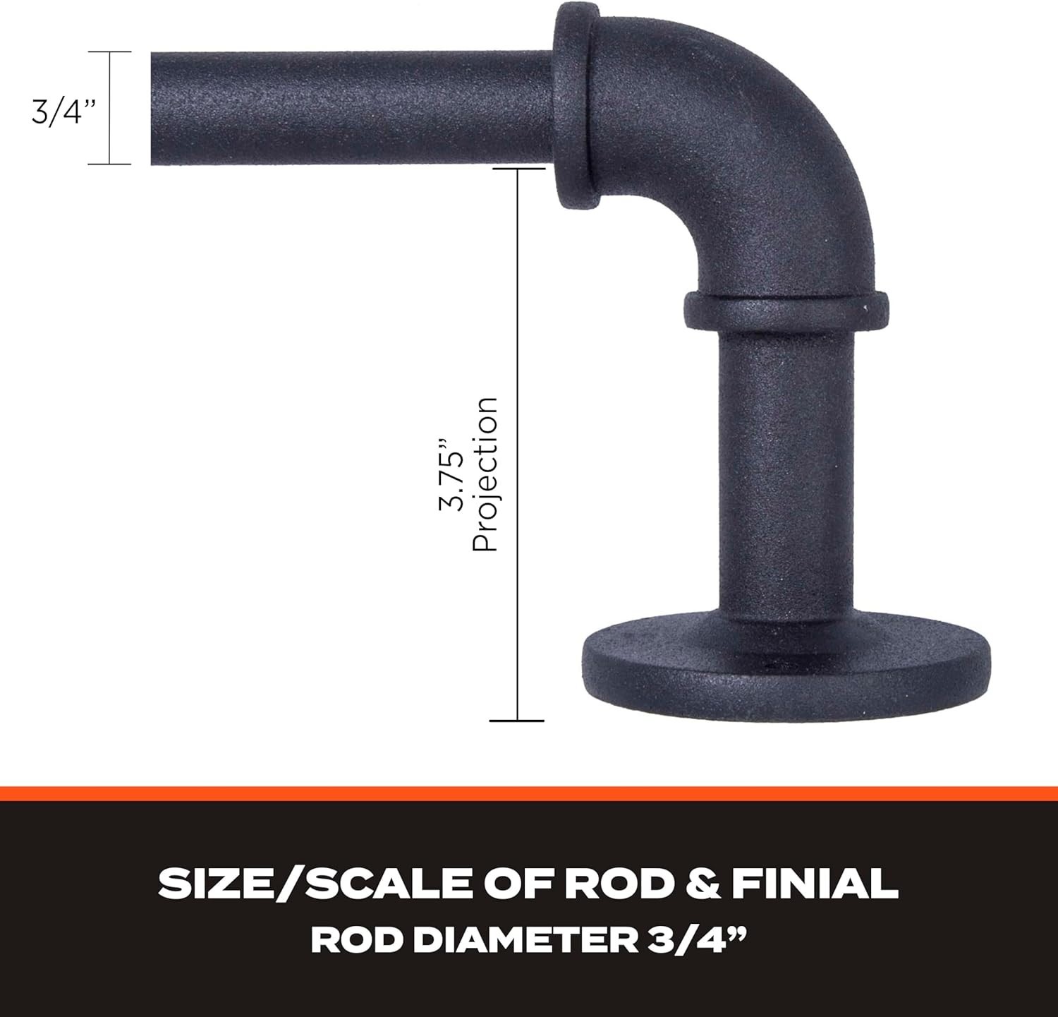 Adjustable 36-66″ Double Curtain Rod, Matte Black