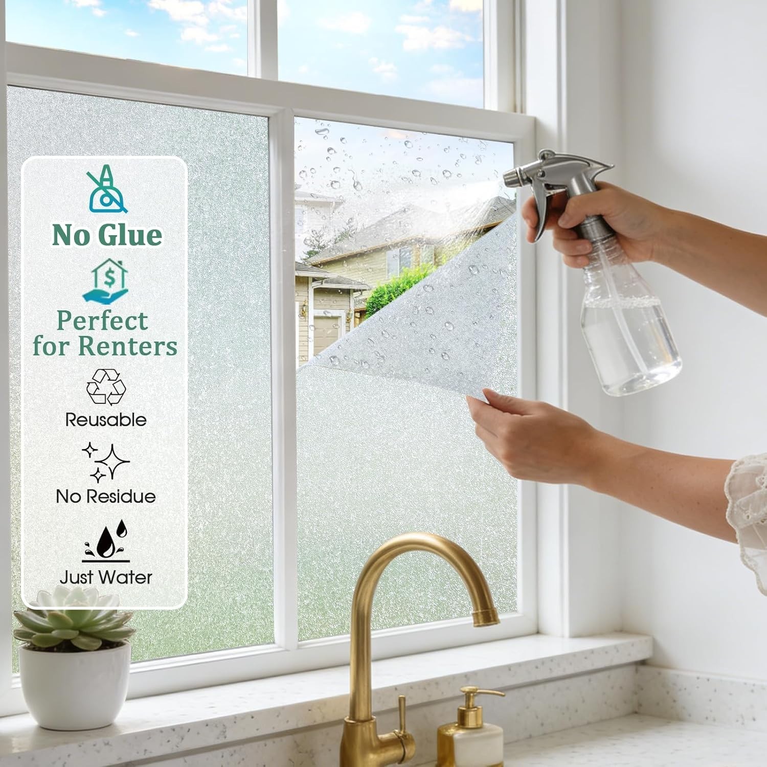Frosted Glass Window Privacy Film, Opaque Static Cling No Glue Removable, UV …