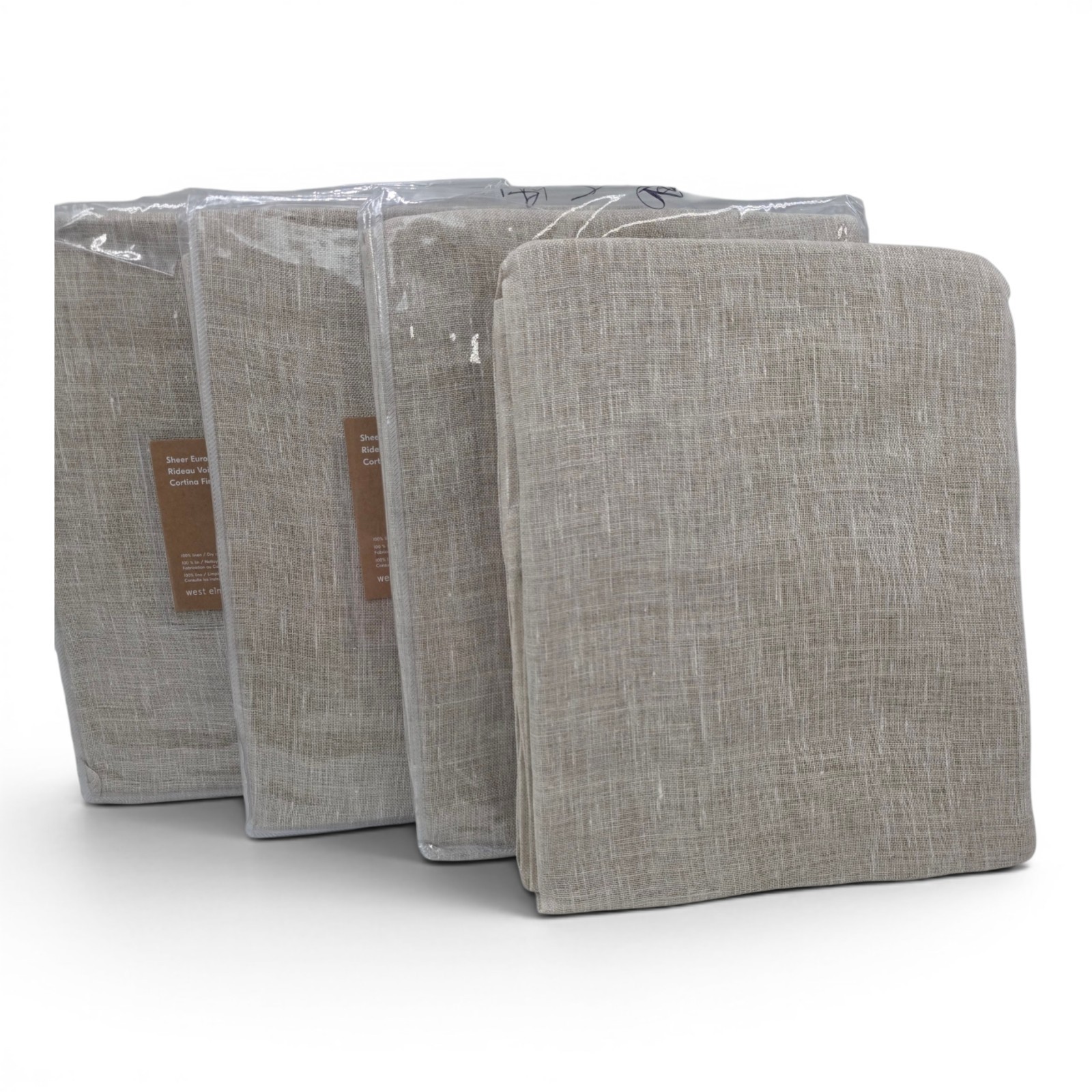 West Elm Sheer European Flax Linen Curtains Set of 4 36×96 Natural Flax New