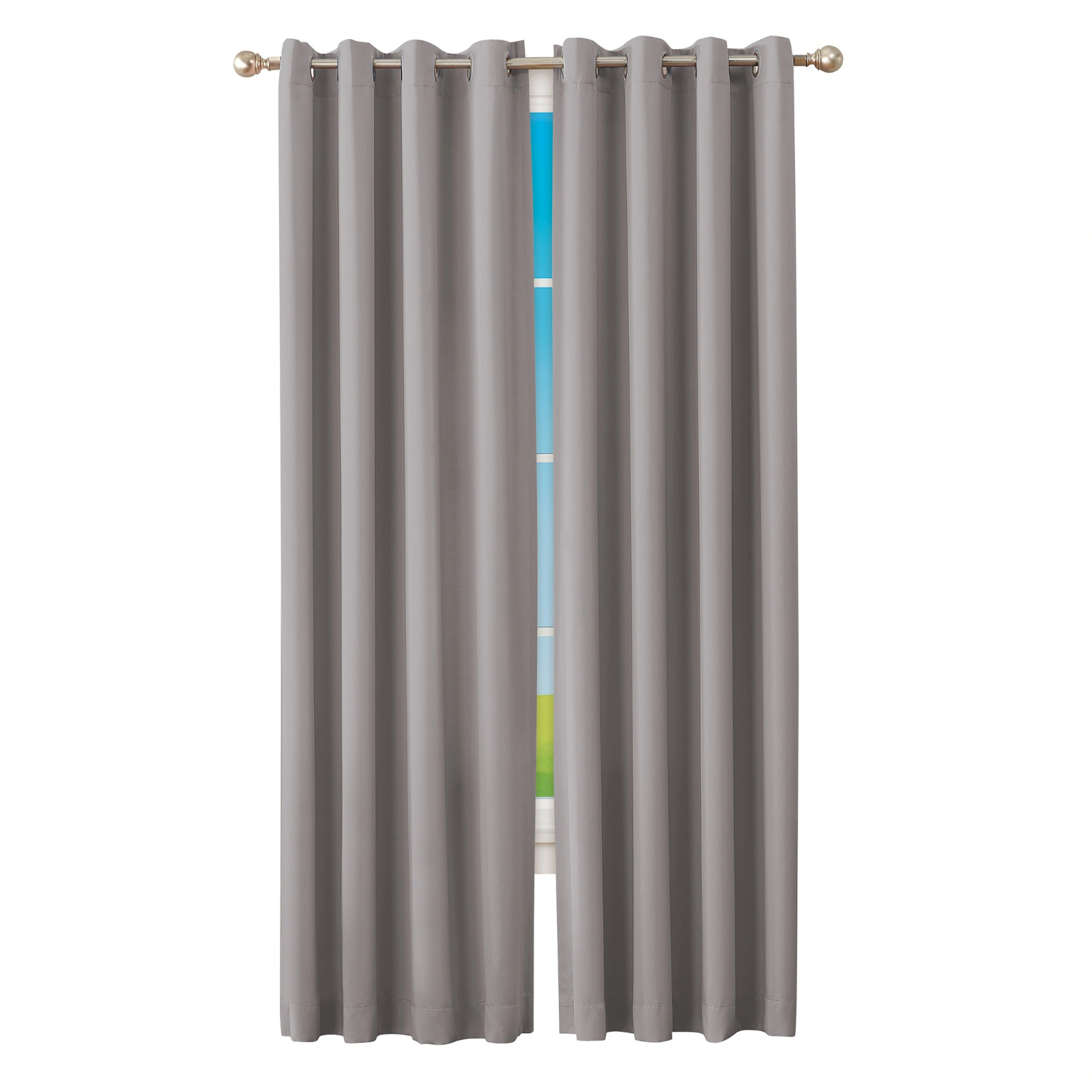 Madison Double-Blackout Grommet Curtain Pair, 40″W x 96″L per panel Stone Grey
