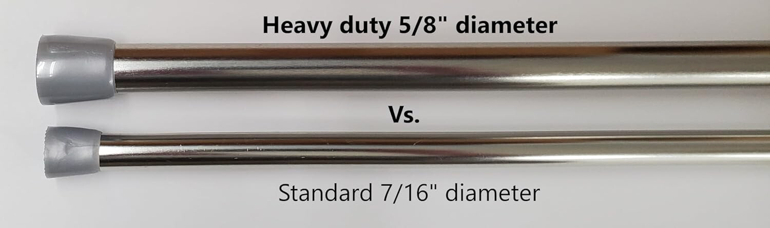 STRONG Van Wyck Heavy Duty Twist Tension Rod 5/8 Inch Diameter 28-48 Silver