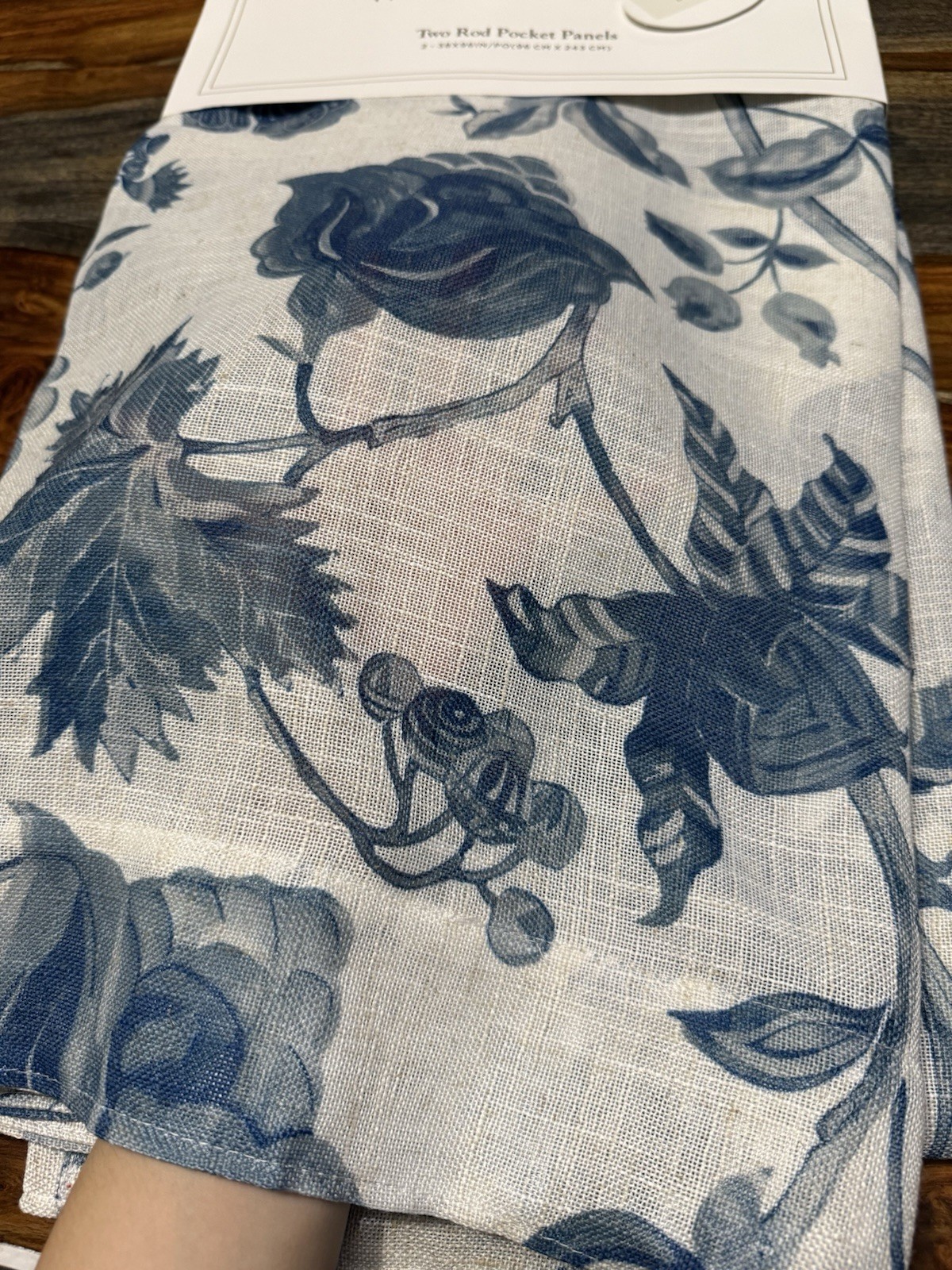 Callisto Home Linen Blue Floral Window Curtains Panels 38 X 96” Set Pair Drapes