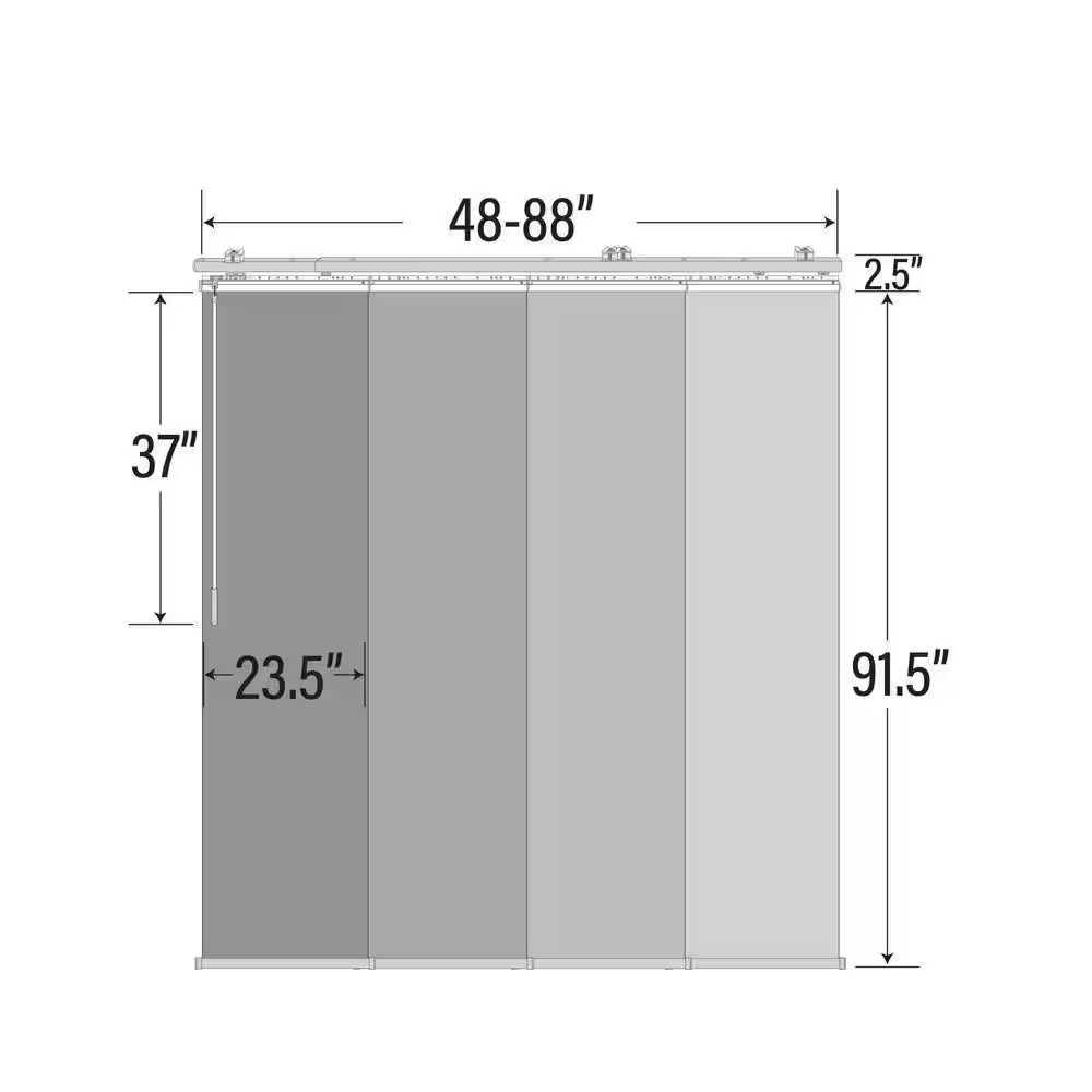 Granite Gray 48 In. – 88 In. W X 94 In. L Adjustable 4- Panel White Single Rail