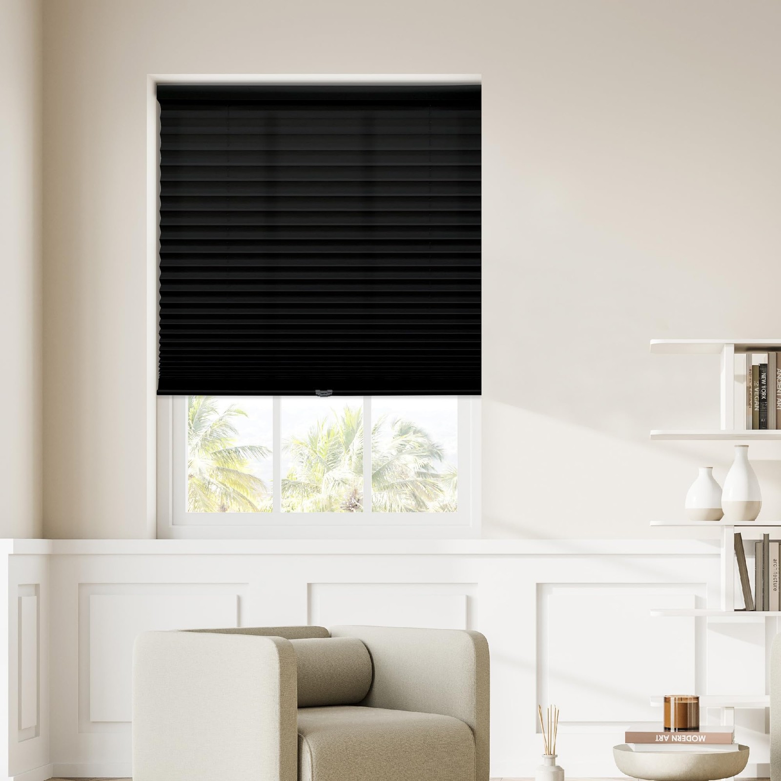 Dez Furnishings Cordless 1 Signature Light Filtering Pleated Fabric Shade 46.5