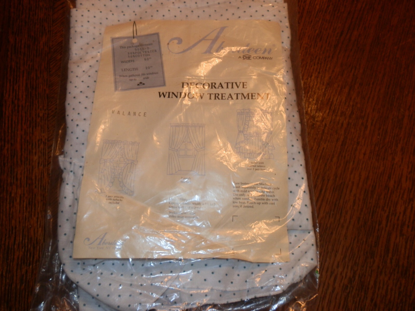 Vintage Aberdeen Green White Polka Dot Window Valance U.S.A. 60 x 20″ New in Pk