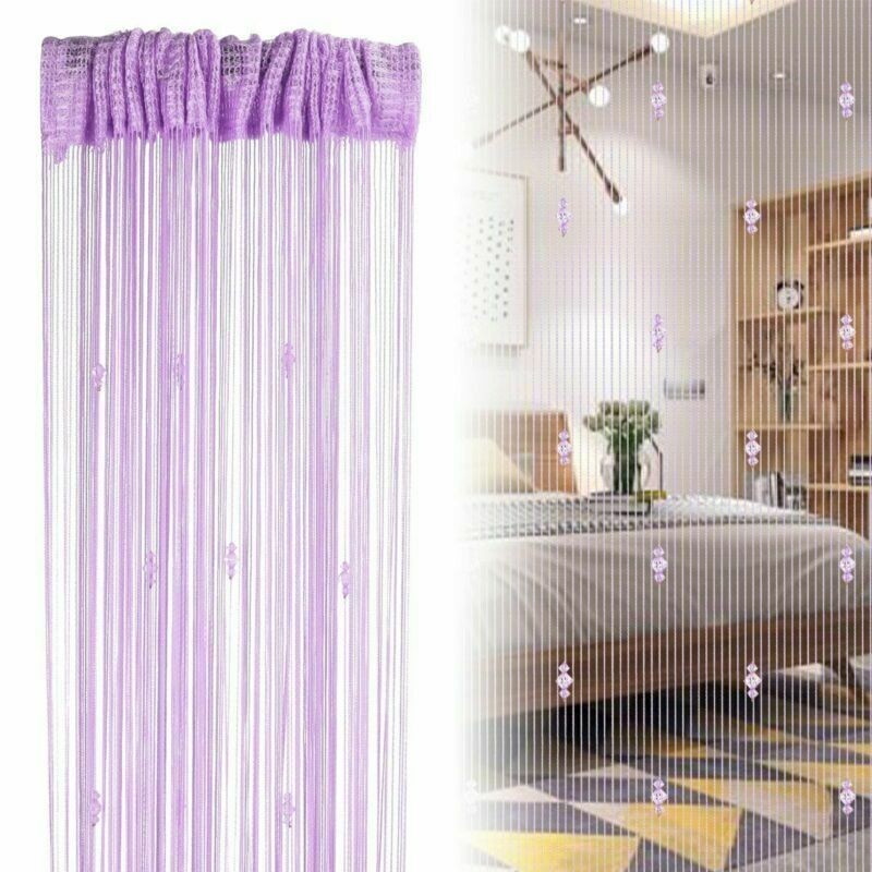 String Door Curtain Crystal Beads Room Divider Tassel Fringe Window Panel Beaded