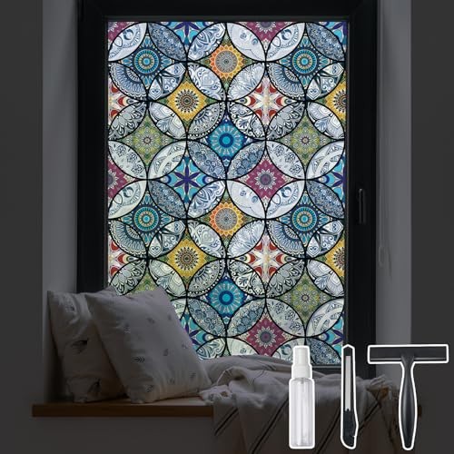 Frosted Window Film with Installation Tools 35.4″ x 78.7″ (with tools) Blue