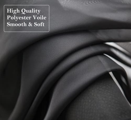 Sheer Valance Tier Curtains 18 inch Length, 52″W x 18″L (Pack of 2) Black