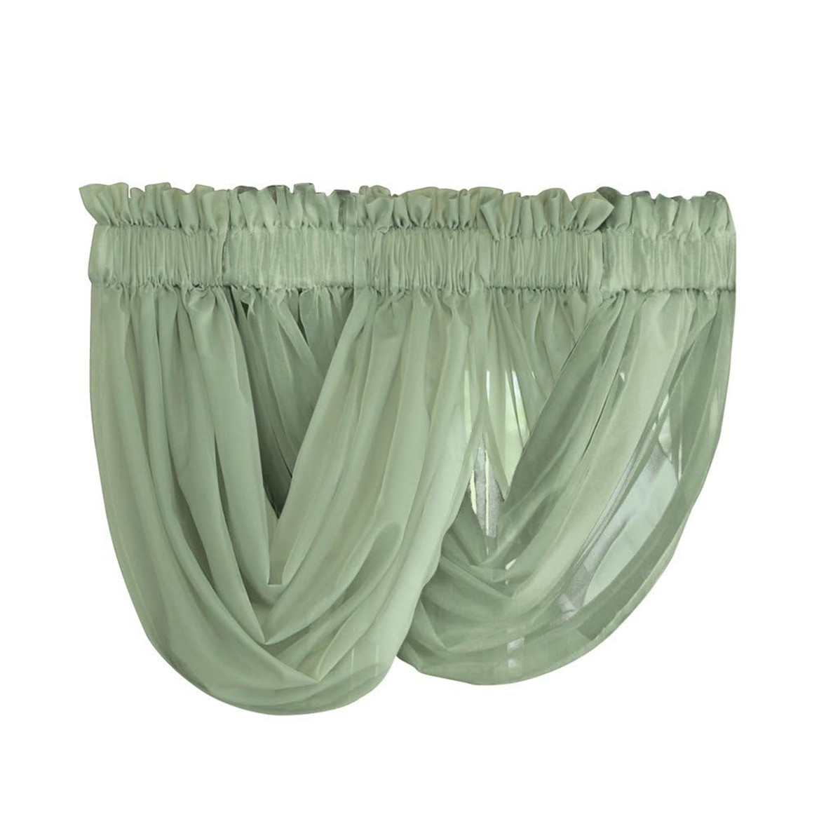 2-Piece Sheer Scoop Valance Set, Taupe