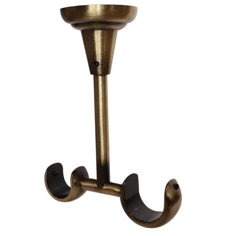 2 PCS Double Curtain Rod Bracket Ceiling Mount Fits 0.75/1 Inch 19/25mm