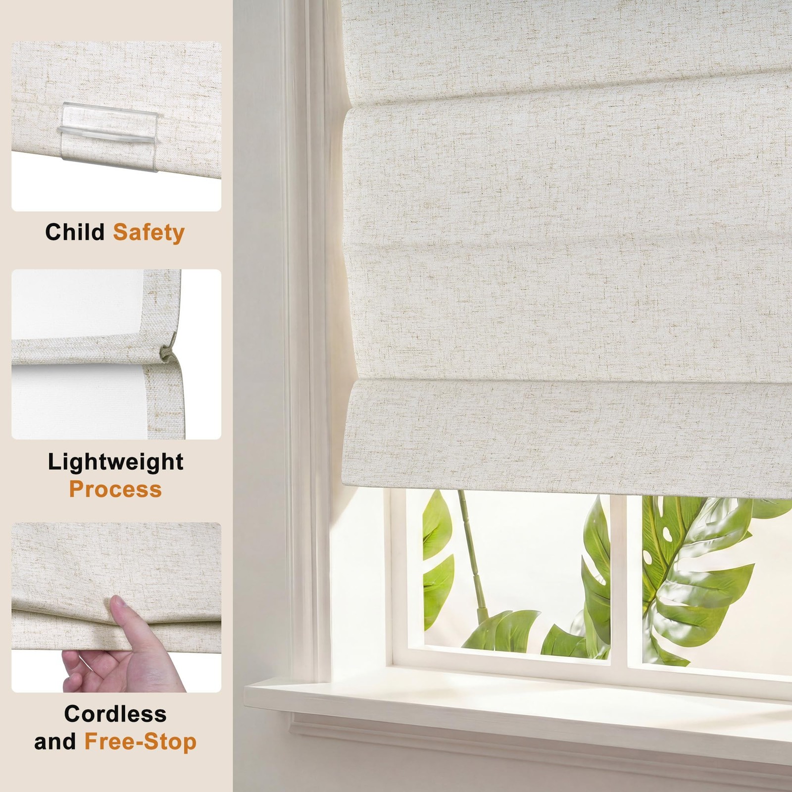 Doing-X 34″x48″ Blackout-Linen Beige Shades