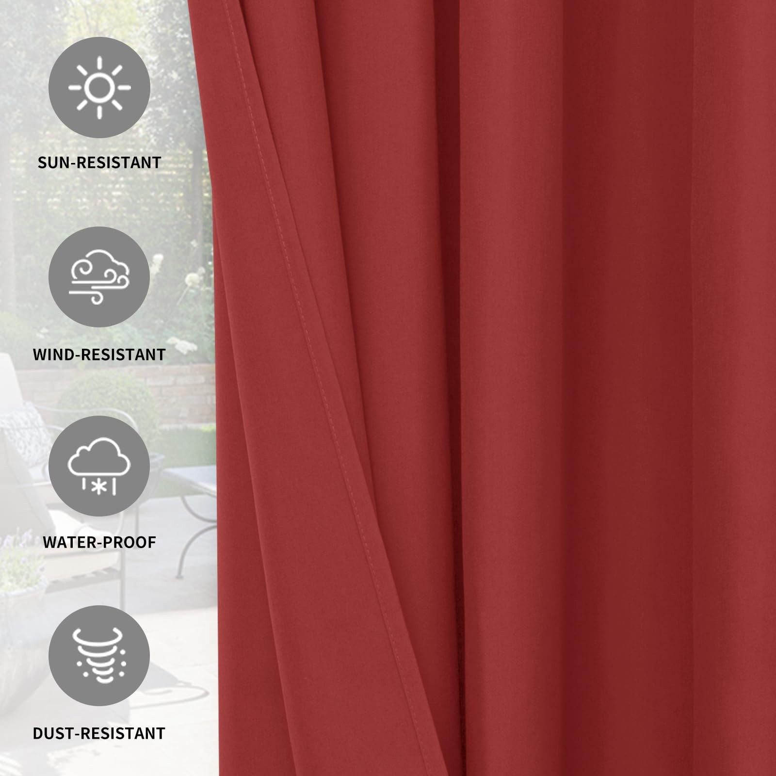 100% Waterproof Outdoor Curtains Windproof Weatherproof Porch Curtains, Premi…