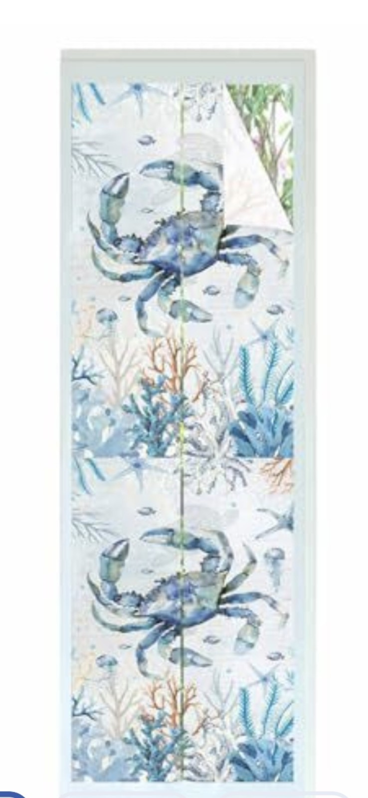 2 PACK!!! Decorative Crab Animal Theme Window Film Privacy Blue Multicolor