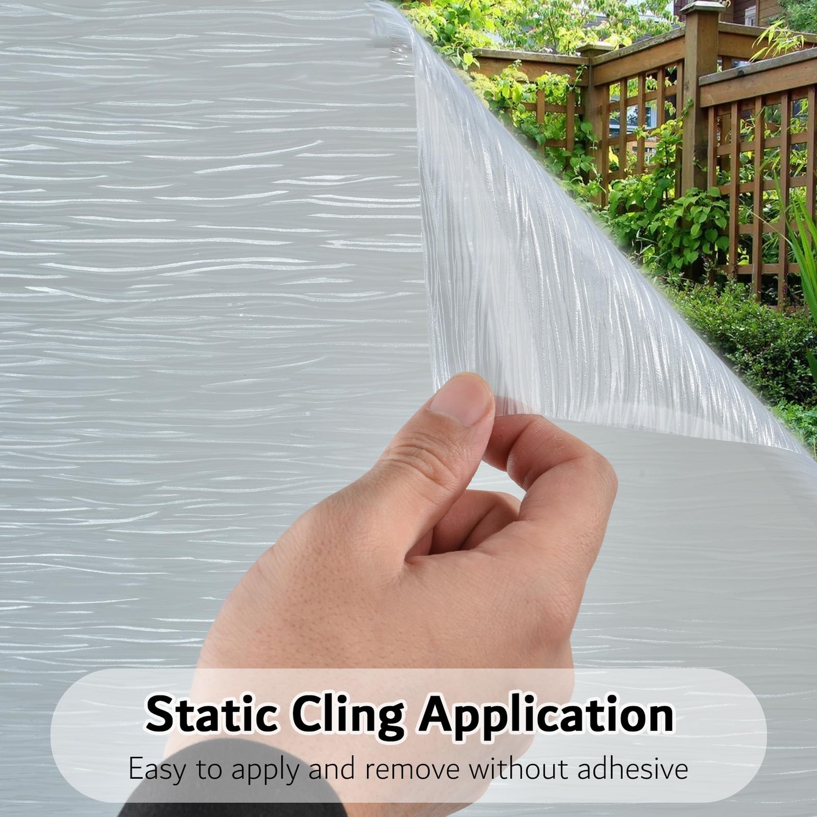 Non-Adhesive Frosted Privacy Window Film Removable Anti UV 17.7×78.7 inches