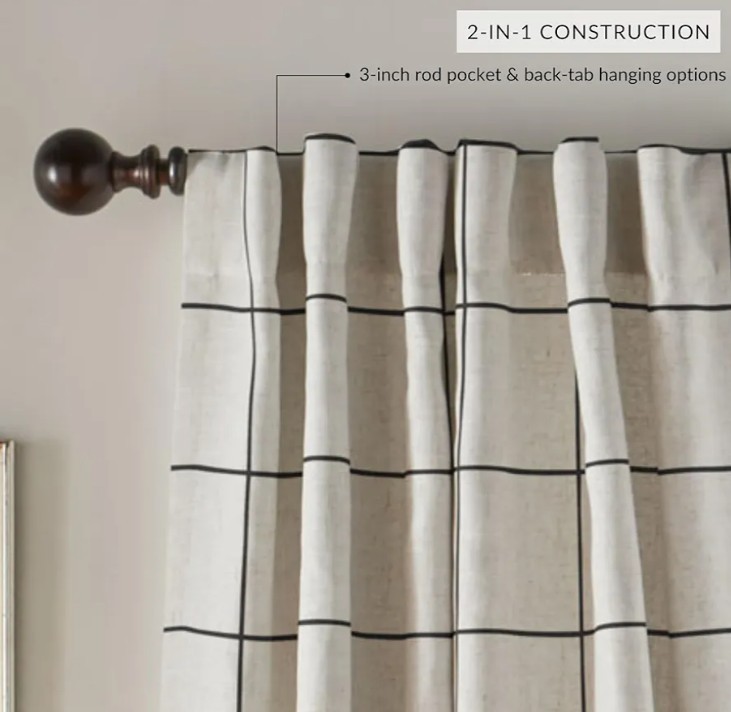 Window Curtains Poly/Linen Ivory 2 Panels BLACKOUT 52″ X 95″ Window Drapes