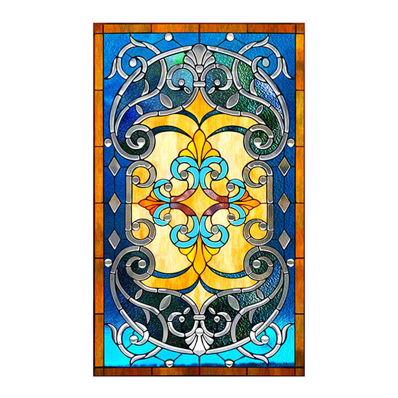 Retro Luxury Privacy Static Stained Window Film Church Balcony Window Decoration