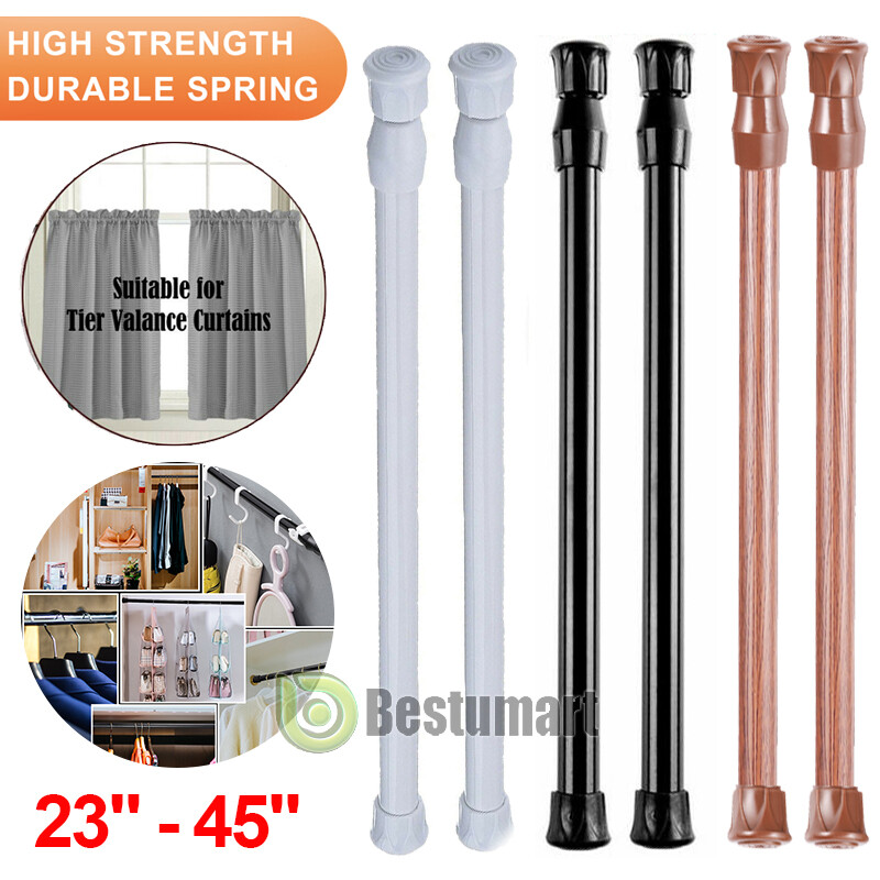 Adjustable Length Spring Metal Tension Curtain Rod for Window Kitchen,Bathroom