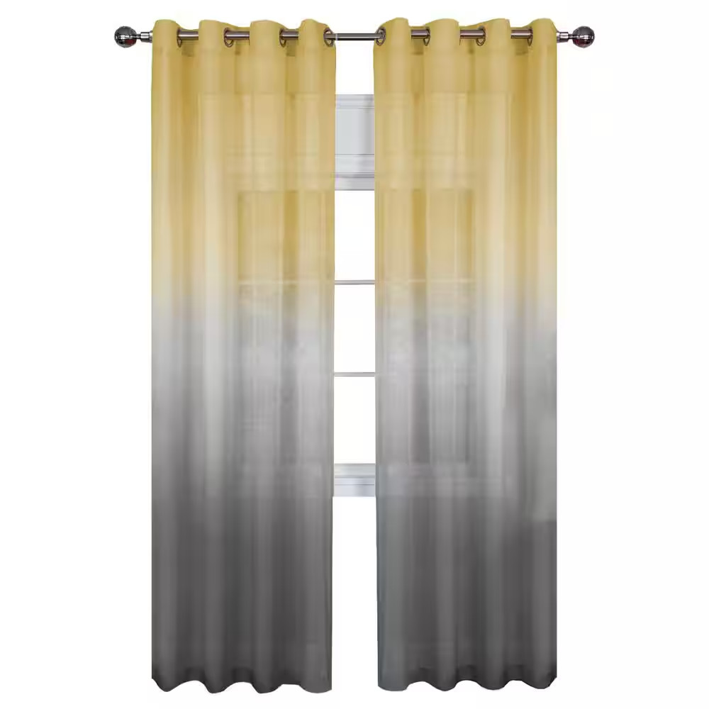 Rainbow 52 In. W X 63 In. L Polyester Light Filtering Window Panel in Grey/Yello