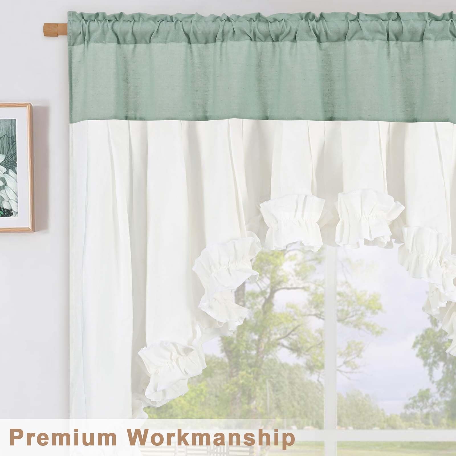 Linen Valances for Windows Farmhouse Ruffle Swag Valance Rustic Country Windo…