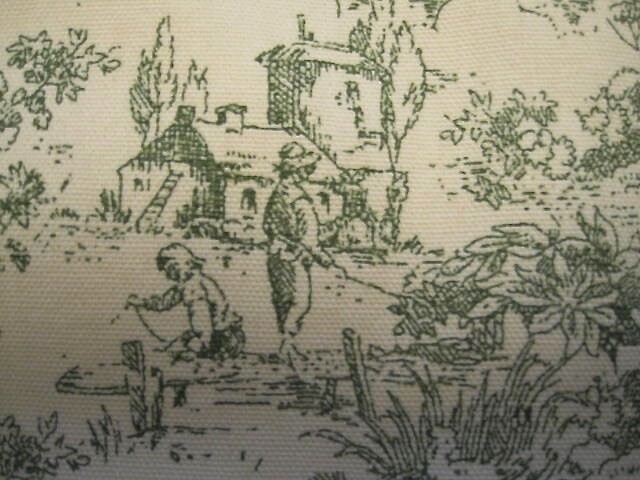 VICTORIAN SCENE TOILE DRAPES PAIR COTTON PLEAT TOP 80’W/55″L x 2 WAVERLY