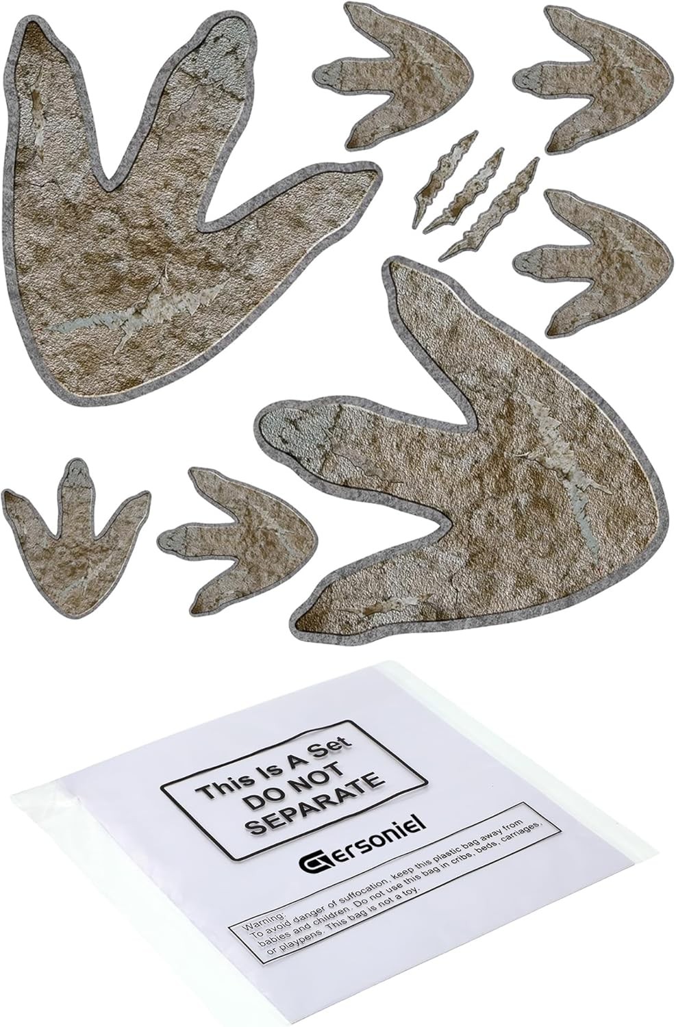 64 Pieces Dinosaur Footprints Floor Decals Decor Peel and Stick Beige