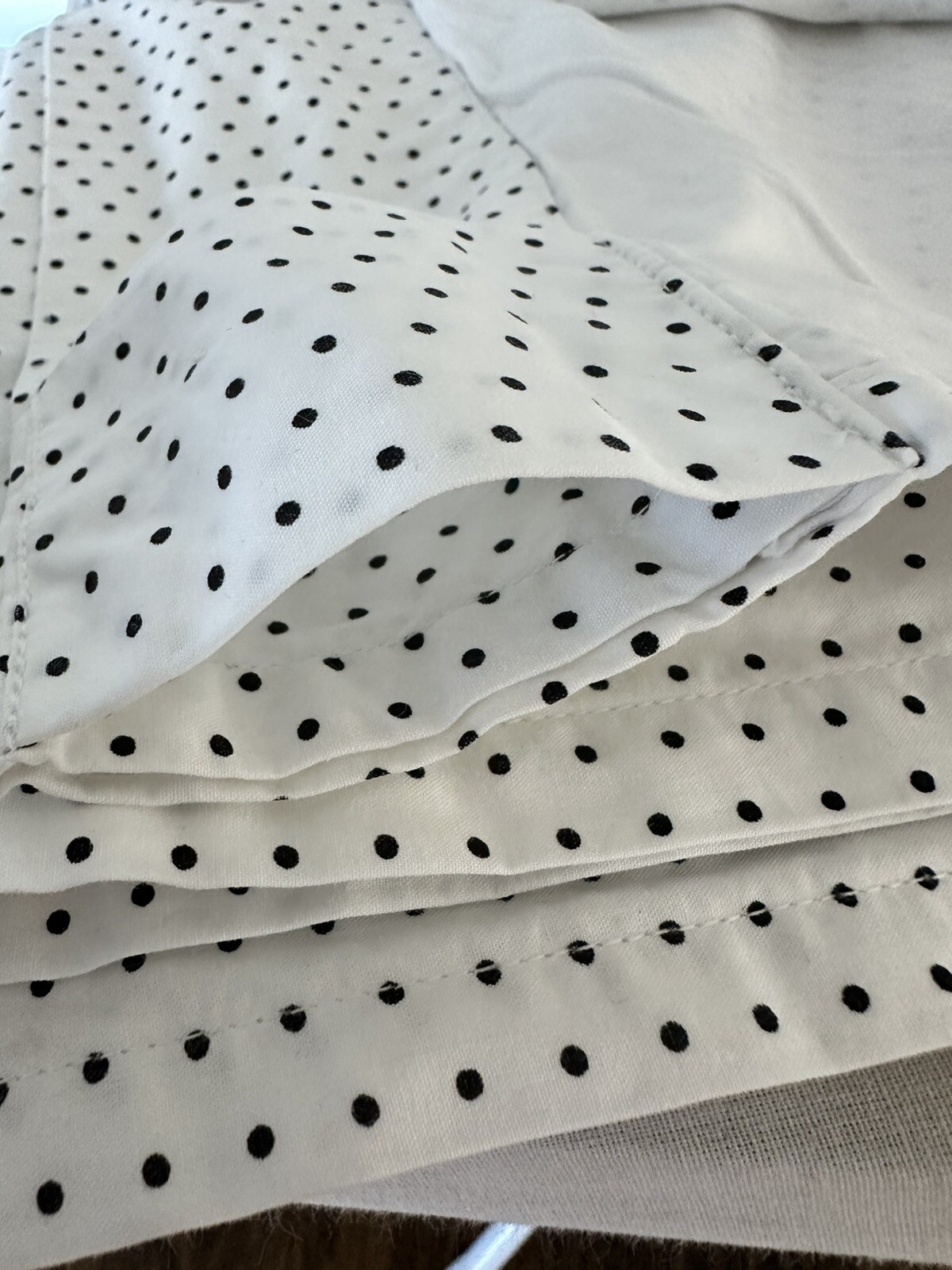 Set Of 3 The Land of Nod~White Cotton w/Black Polka Dots Curtain Panels 44×84”