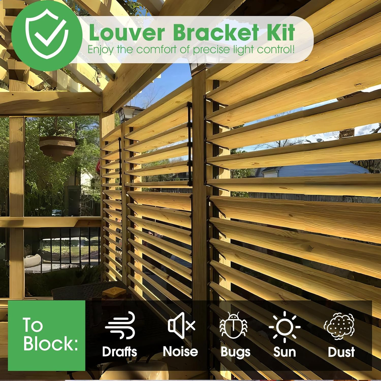 Louver Bracket Kit, Deck Sunblind System Hardware – Metal Louver Brackets for Ou