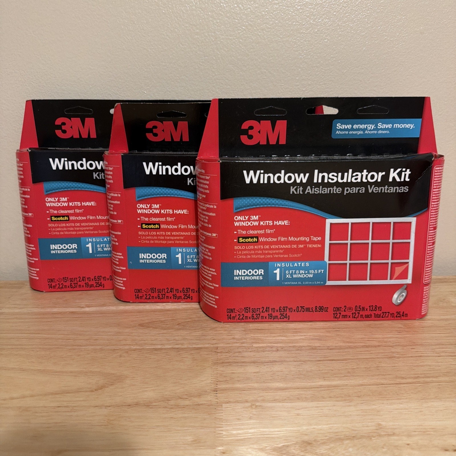 3M Indoor Extra Large Window Insulator Kit 6’8″x19.5′ – Lot Of 3
