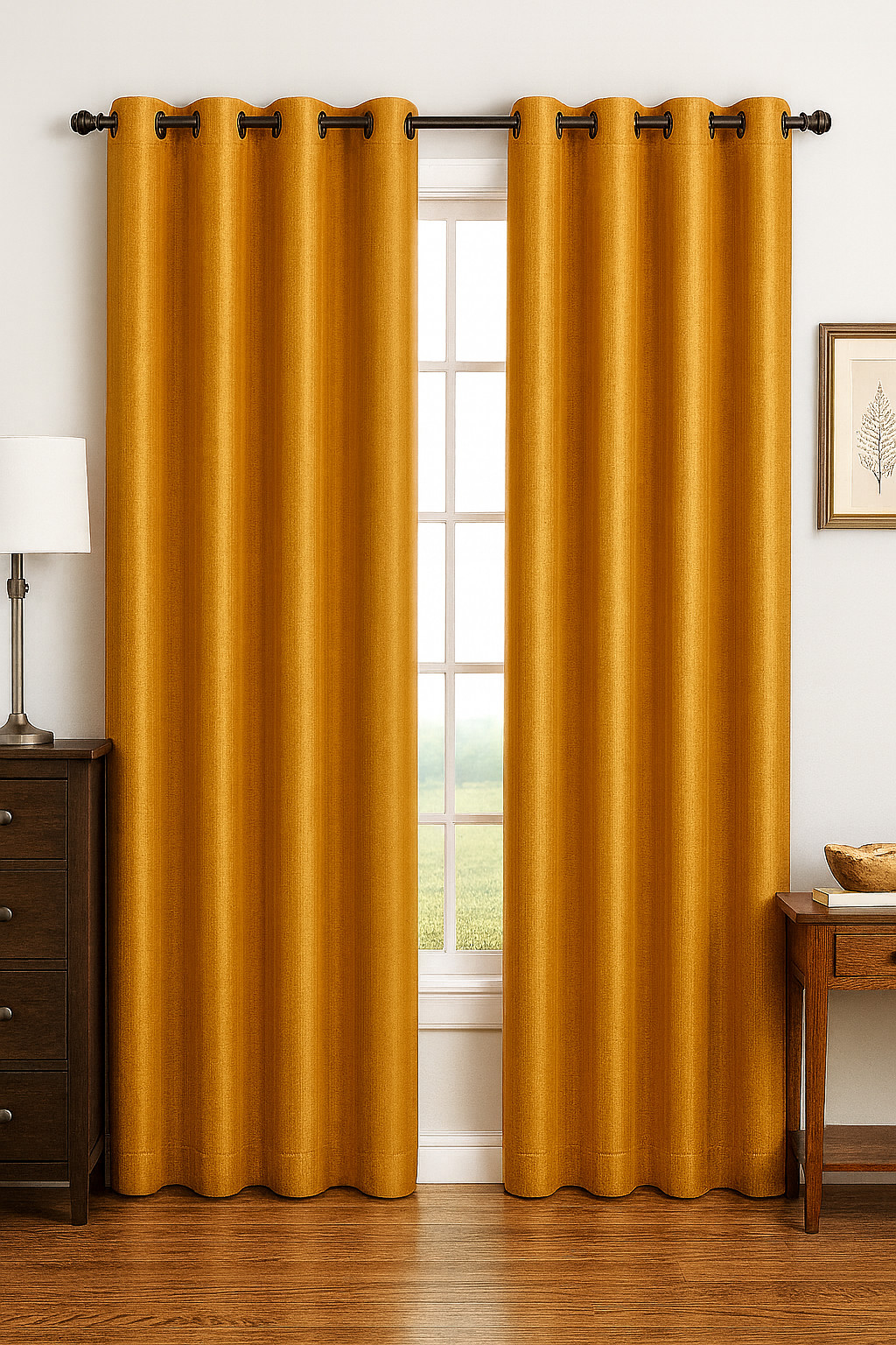 Luxury Glow Faux Silk Curtain Panel-1 Panel, 8 Grommets,Elegant & Light Blocking