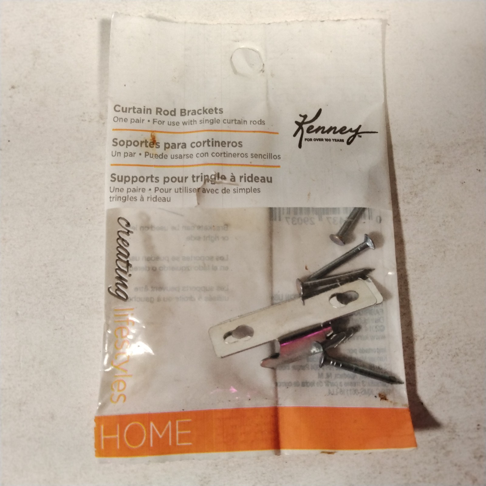 Kenney Curtain Rod Brackets One Pair For Use With Single Curtain Rods