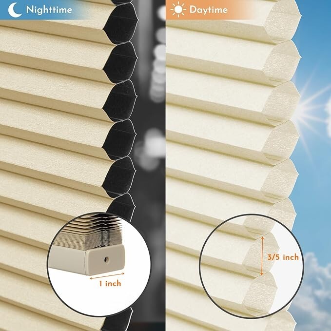 New No Screw Install Top Down Bottom Up Blackout Beige Cellular Blinds Honeycomb