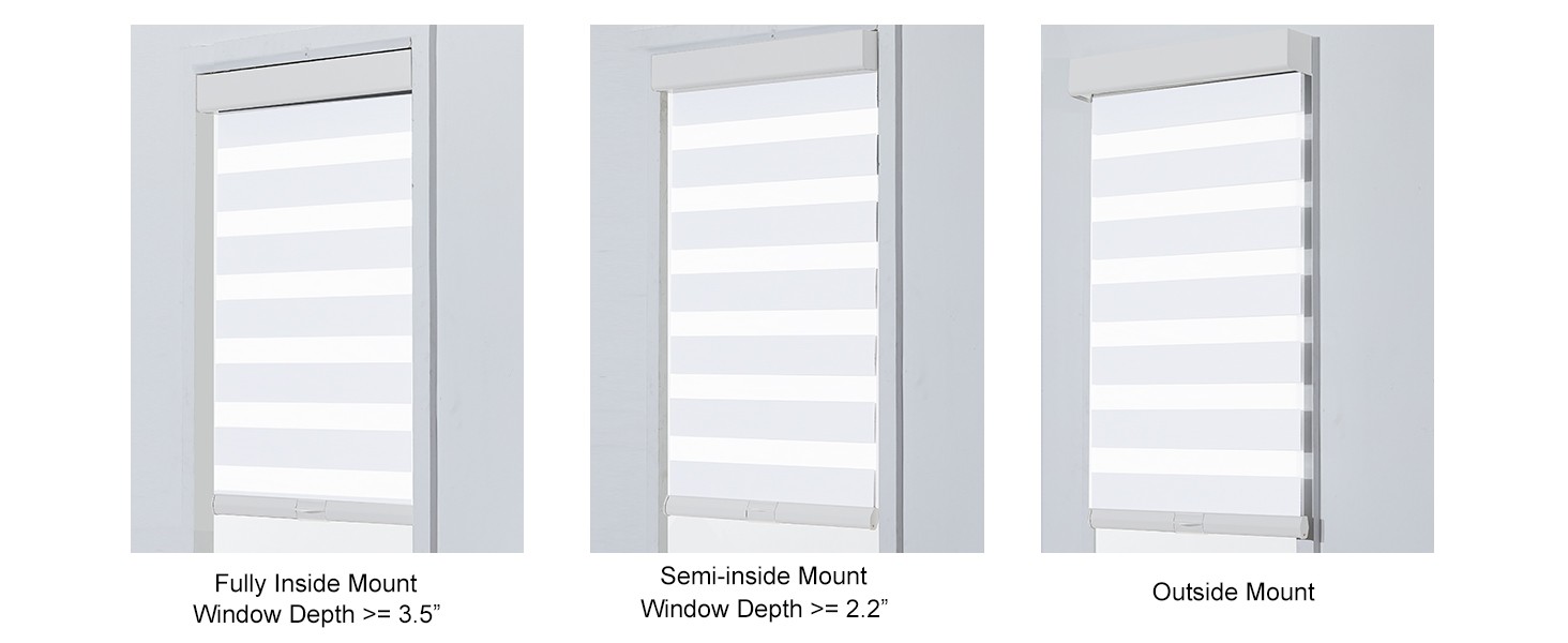 Blackout Cordless Zebra Blinds for Windows (35″ W x 64″ H, White) with Upgraded