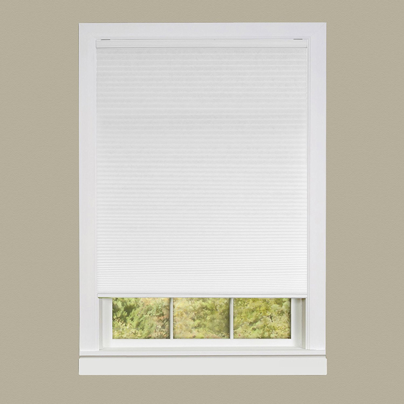 White Cordless Cellular Honeycomb Pleated Shades 3/8-Inch Light Filtering Shade