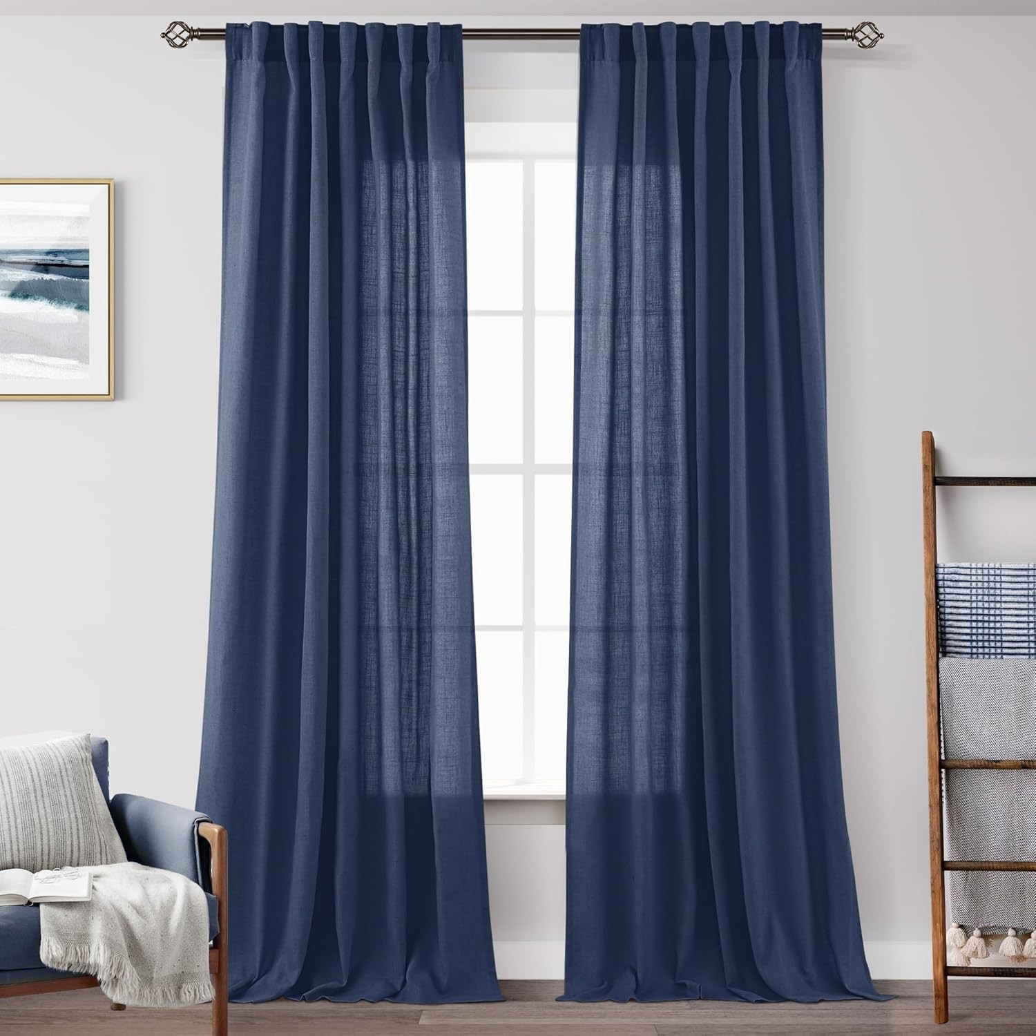 Navy blue curtains, suitable for bedrooms, indigo blue curtain panels