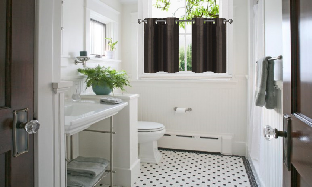 2PC MODERN BATHROOM WINDOW CURTAIN GROMMET PANEL SEMISHEER 30″ X 24″(each) N29