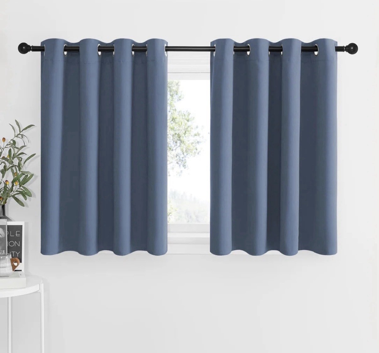 42×36 Stone Blue Blackout Curtains With Grommets 2 Panels