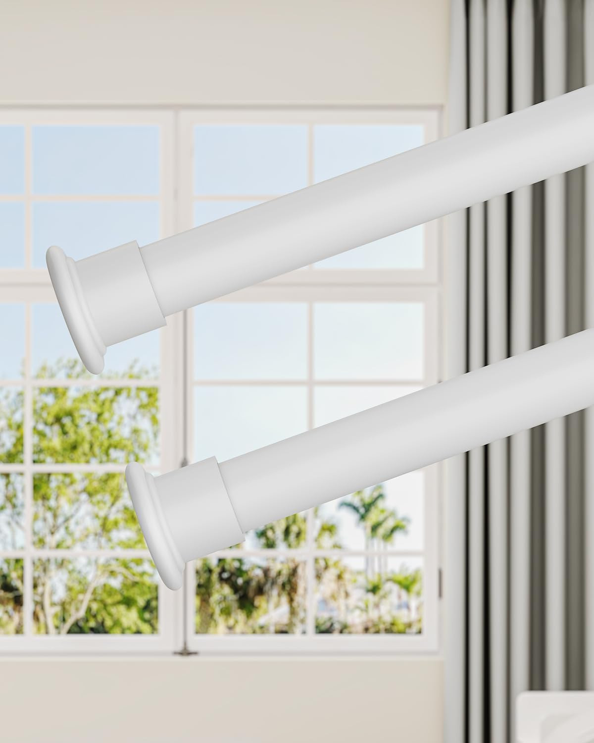 Tension Curtain Rod by , 42-123 Inches, Heavy Duty Tension Rods for Windows, Adj