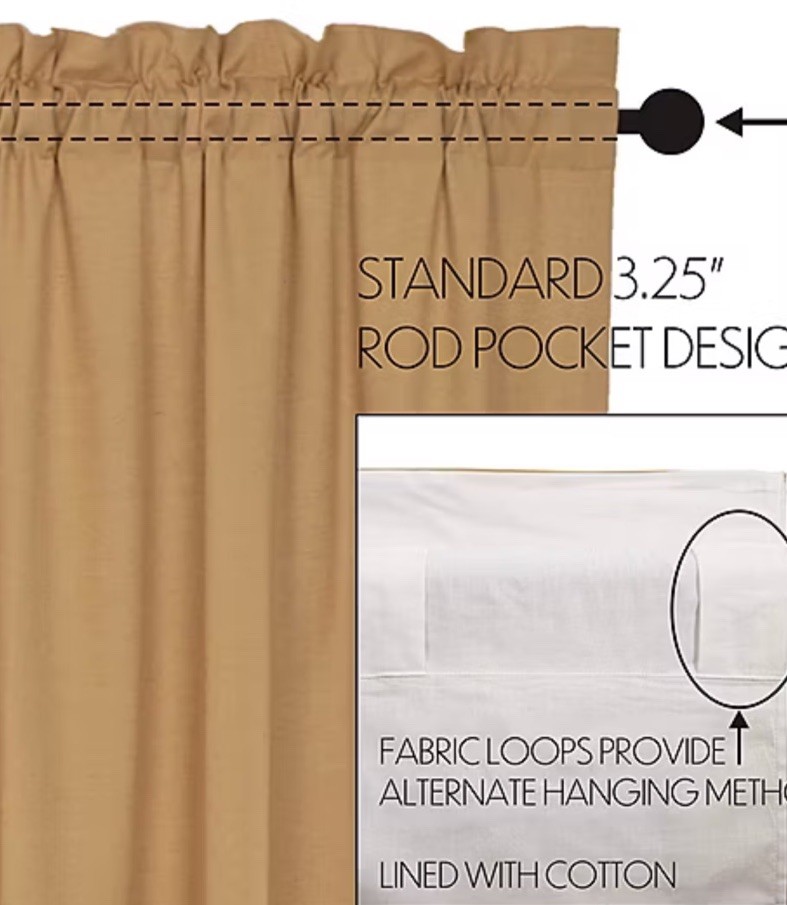 VHC Brands Simple Life Ruffled Rod Pocket Tailored Valance Khaki 16×60 In