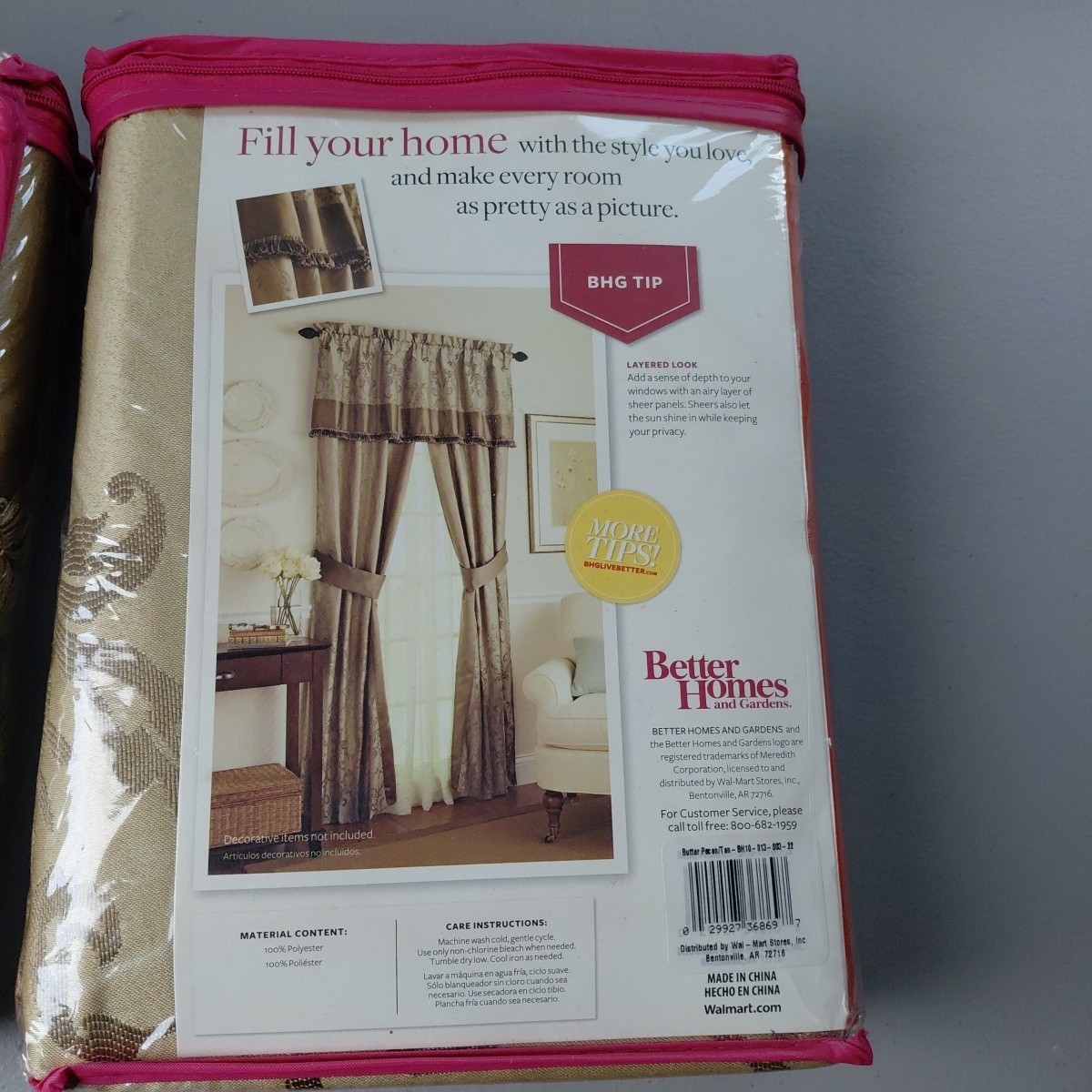 2 BETTER HOMES 84″ Toupe DAMASK SCROLL 5 pc Window Set Curtains NEW Heritage