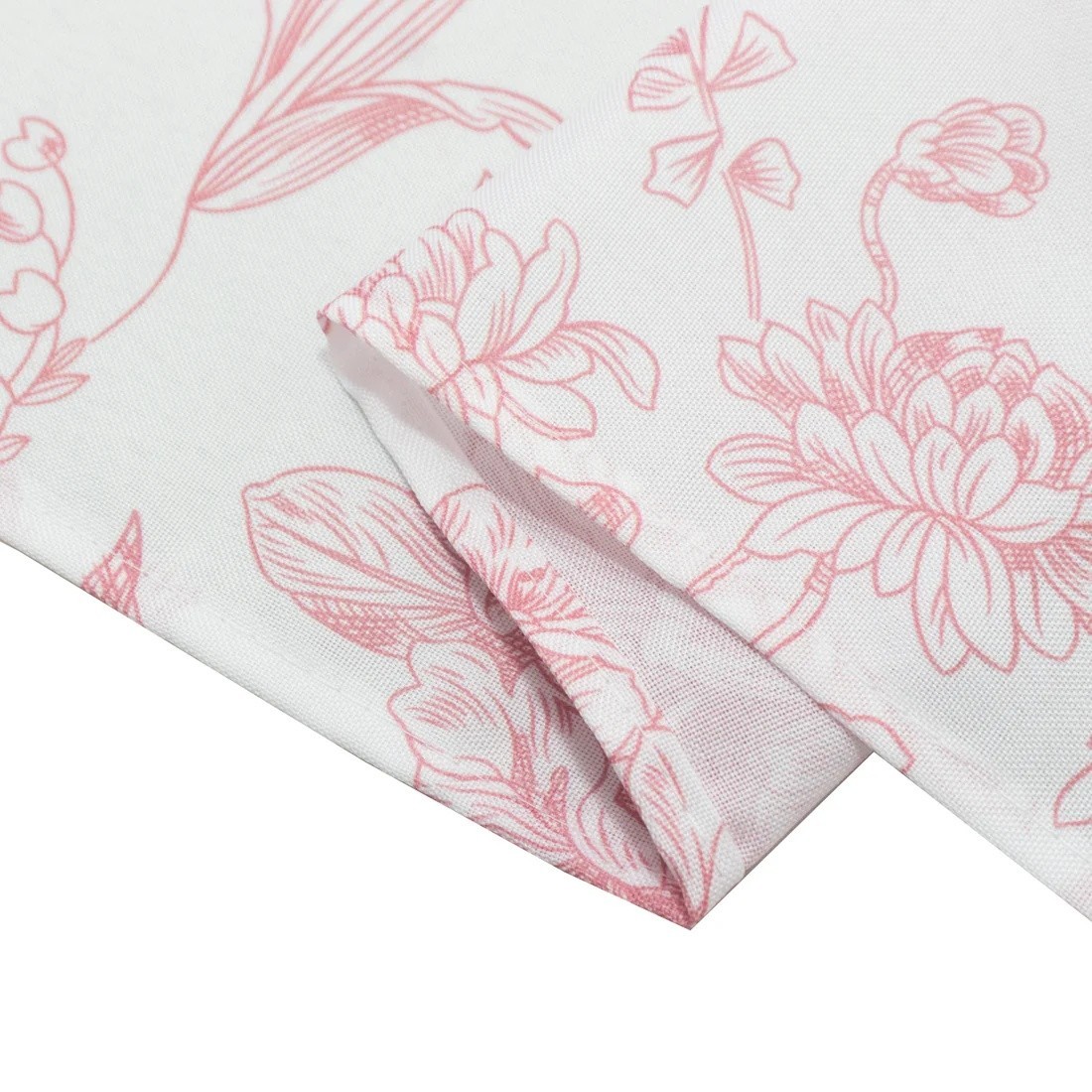 White Pink 5ft x 10ft French Toile Polyester Backdrop Curtain with Rod Pockets