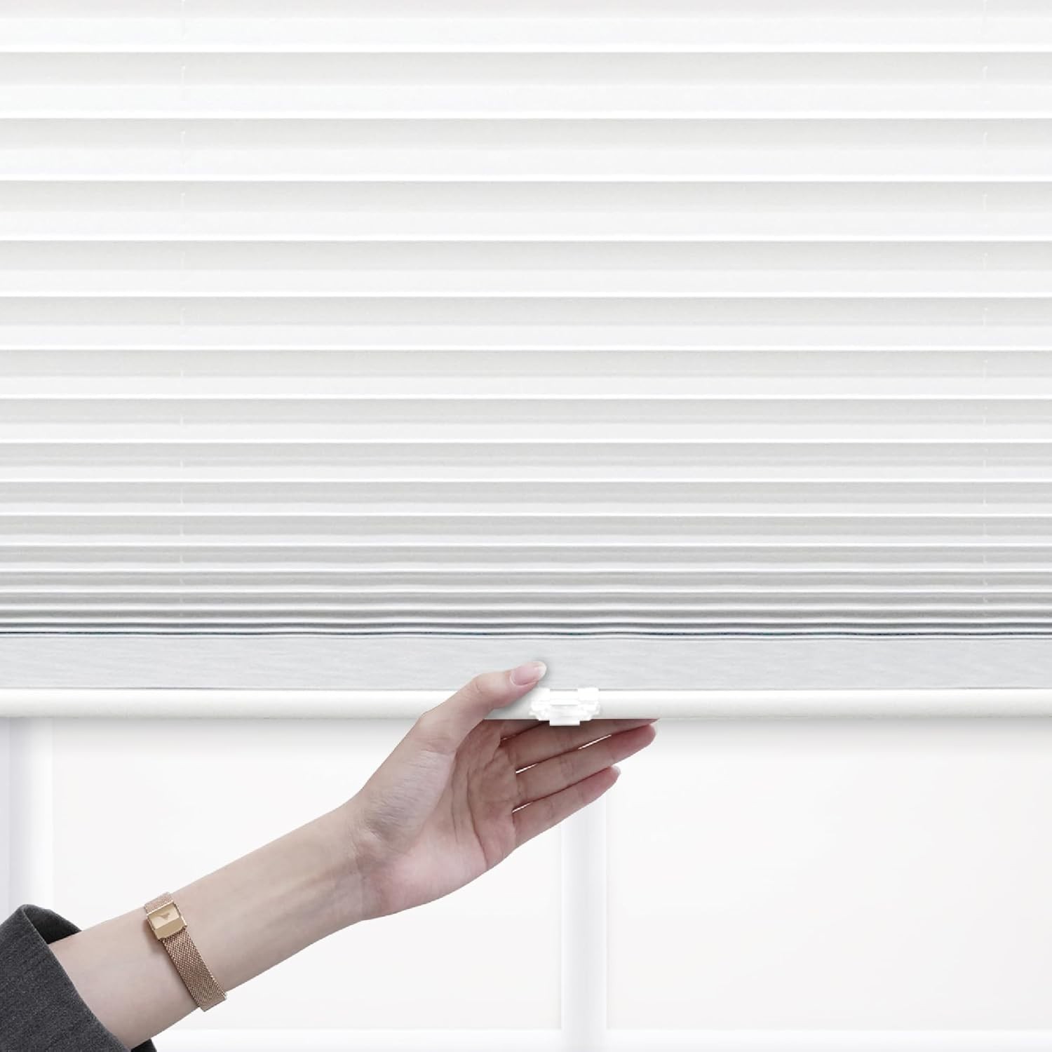 DEZ FURNISHINGS Cordless 1″ Light Filtering Pleated Shade, 58″L x5″W x 3″H