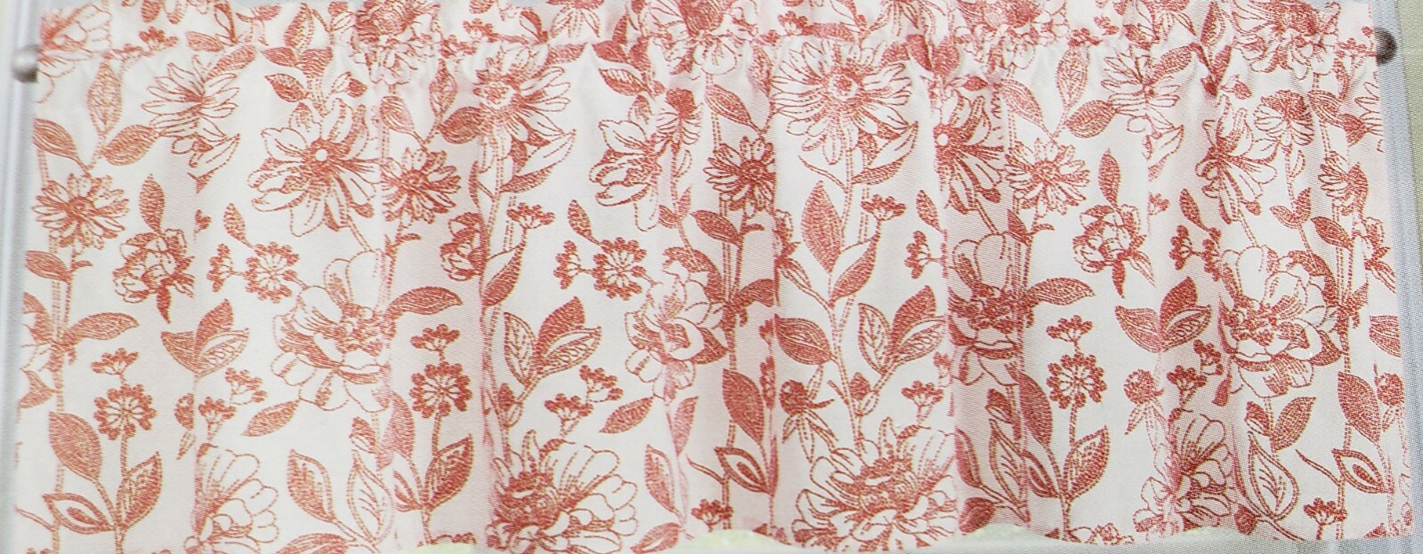 Kitchen Window Curtains Set:2 Tiers(28×36″)&Valance(56×15″)RED FLOWERS,AMELIA,RH