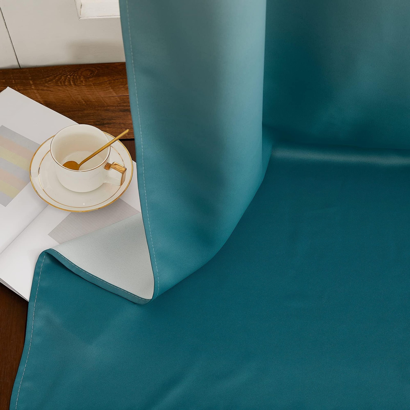 Nicetown Light Blocking Thermal Insulated Ombre Curtains Sea Teal And Greyish