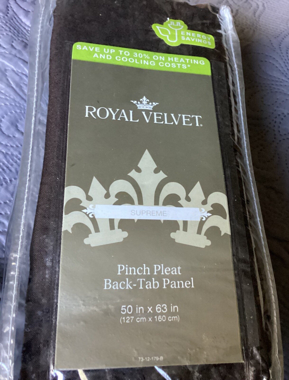 JCP Royal Velvet Pinch Pleat Back Tab Panel 50″ x 63″ Brown Supreme NEW