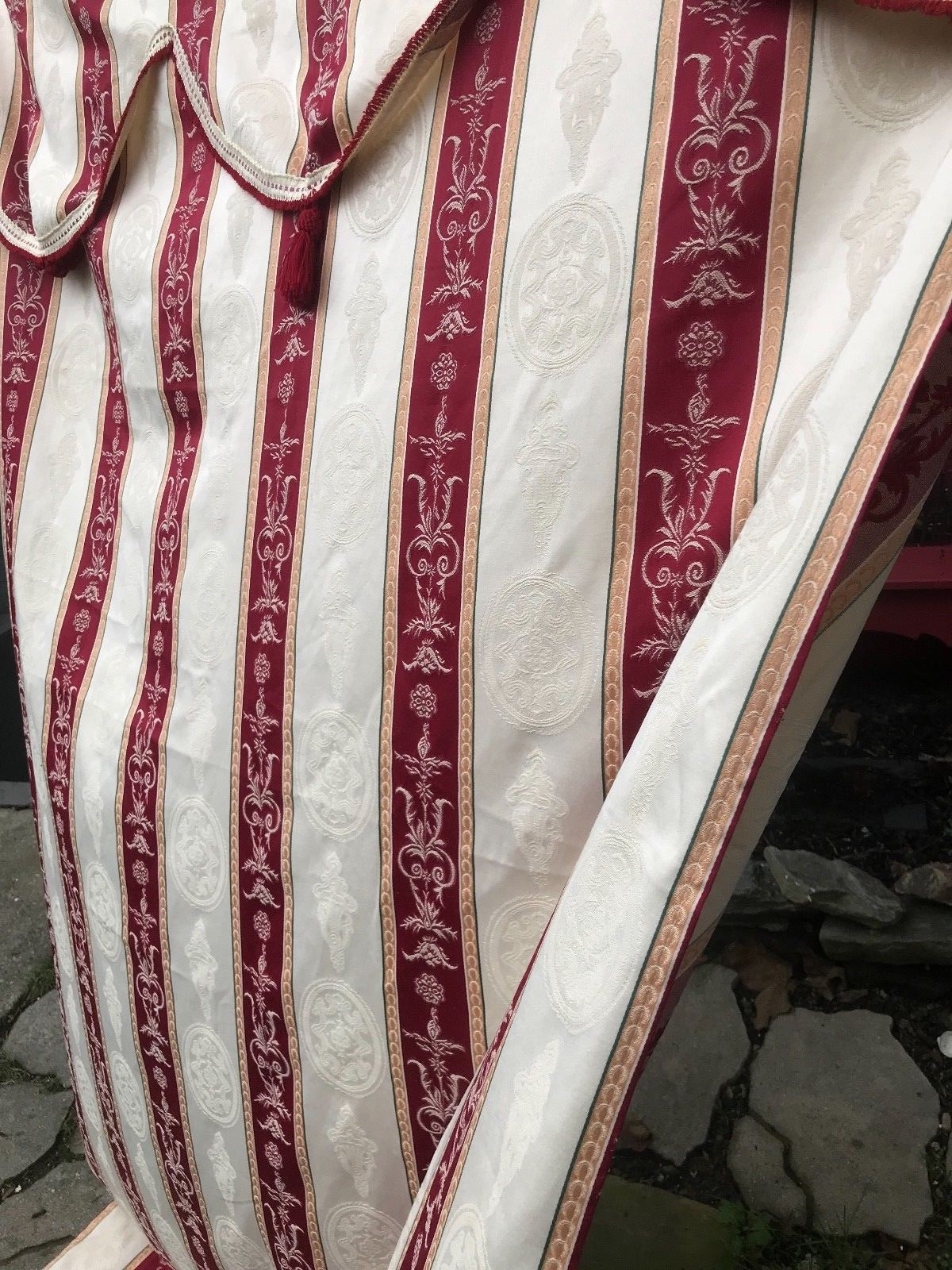 Curtain Drape Panel Valance Stripe Embossed Fabric Pocket Rod 58×88
