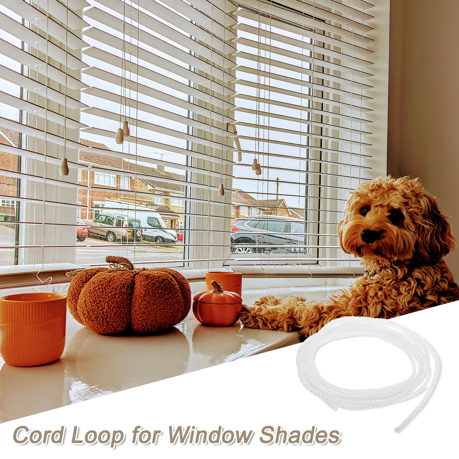 3Pcs Cord Loop for Window Shades, 2.5mm 4Ft Window Blind Looped String, White